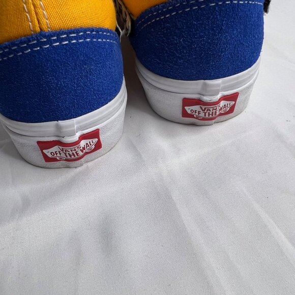 Vans Old Skool Low Official Velcro M Sz 5/W Sz 6.5 Checkerboard Blue Yellow - Picture 3 of 5